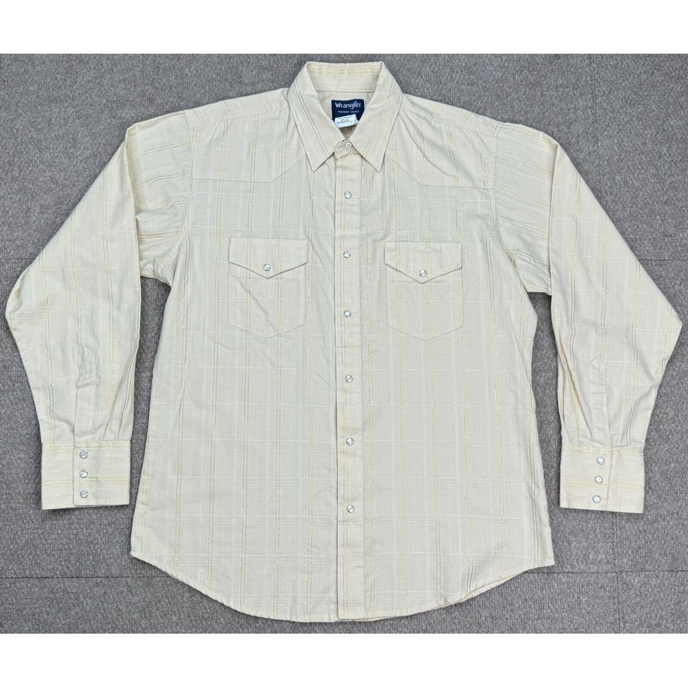 Wrangler‎ Western Shirts Men's Vintage Striped Long Sleeve Button Shirt Size L